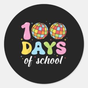 100 Days Of School Disco Ball Teacher Kids 100 Day Classic Round Sticker
