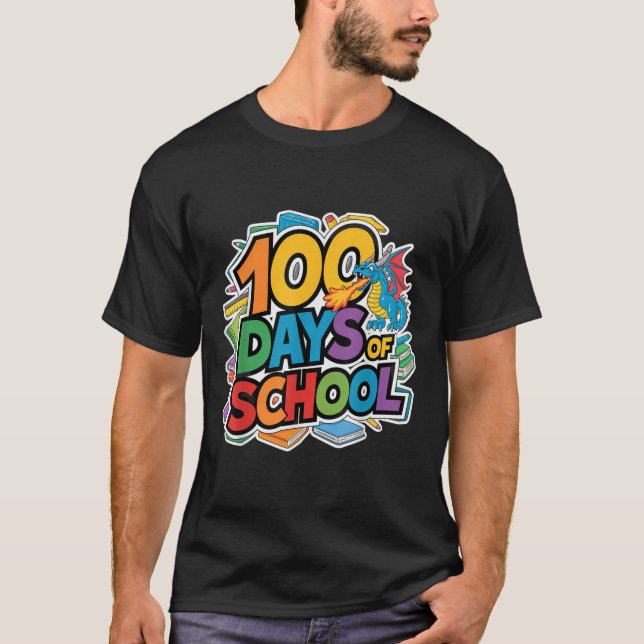 100 Days Of School Dragon Theme Kids Teacher Outfi T-Shirt (Front)