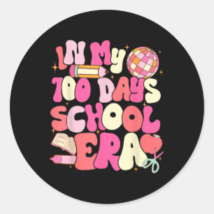 100 Days Of School Era 100th Day Groovy For Teache Classic Round Sticker