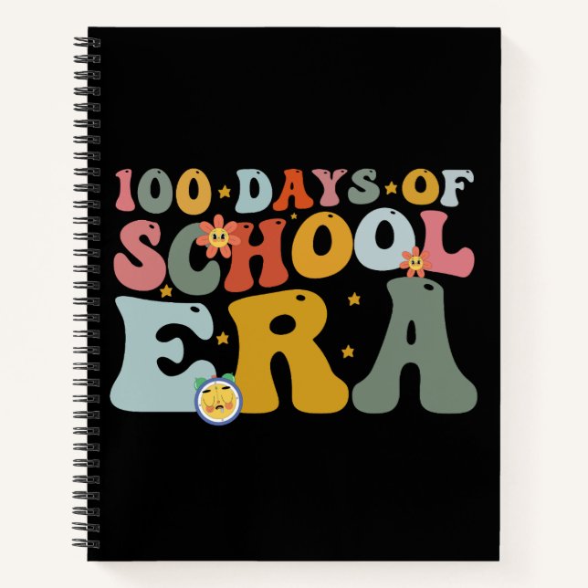  100 Days Of School Era Groovy Teacher Kids Notebook (Front)