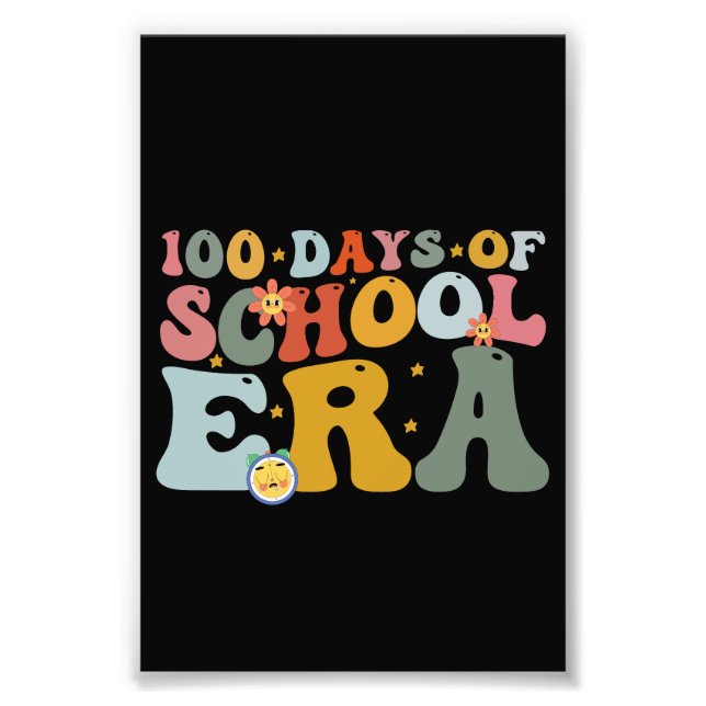  100 Days Of School Era Groovy Teacher Kids Photo Print (Front)