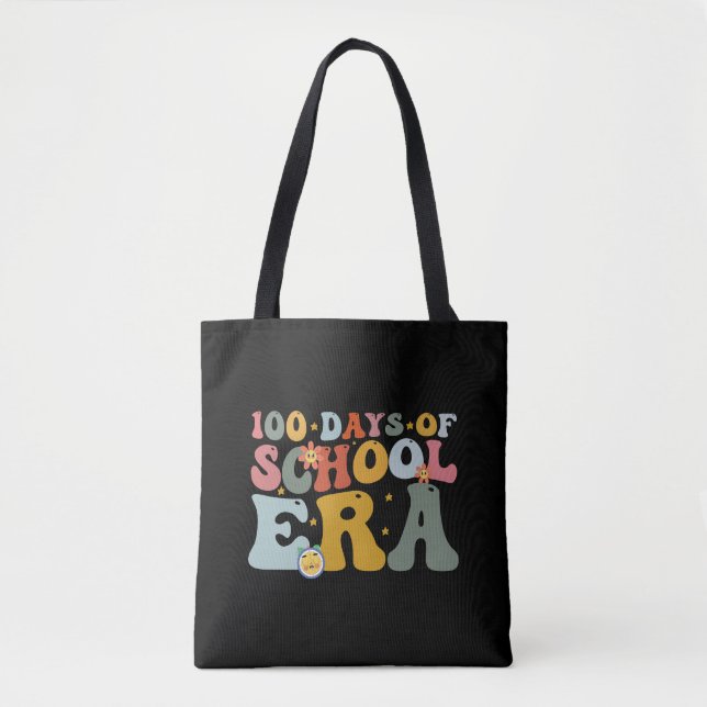  100 Days Of School Era Groovy Teacher Kids Tote Bag (Front)