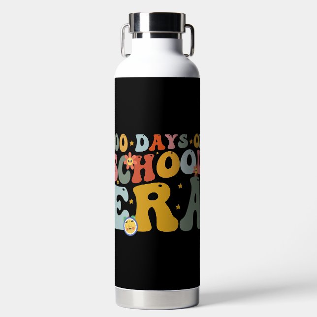  100 Days Of School Era Groovy Teacher Kids Water Bottle (Front)