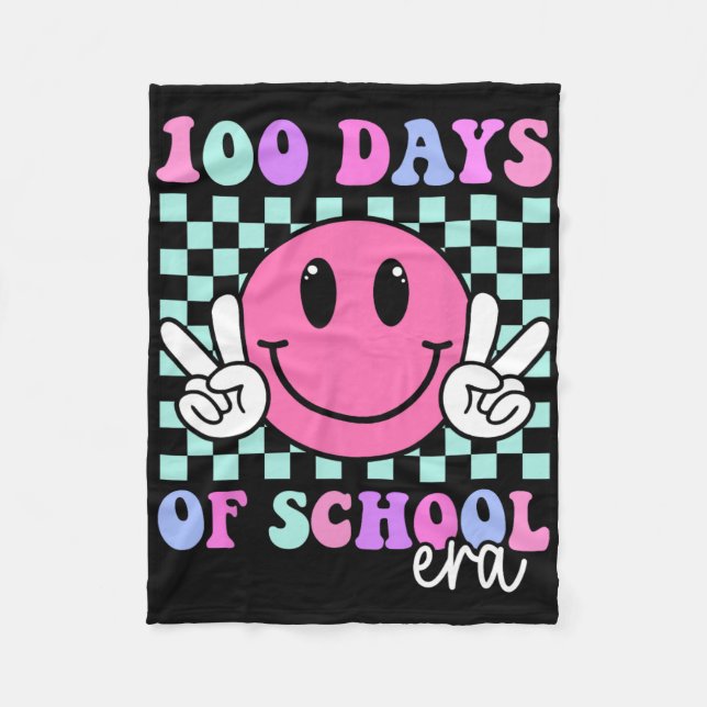 100 Days Of School Era Smile Teacher Boys Girls 10 Fleece Blanket (Front)