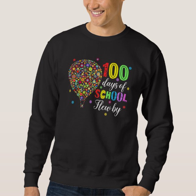 100 Days Of School Flew By Shirt Hot Air Balloon P (Front)