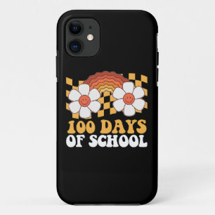 100 Days Of School Flower Rainbow Groovy Retro iPhone 11 Case