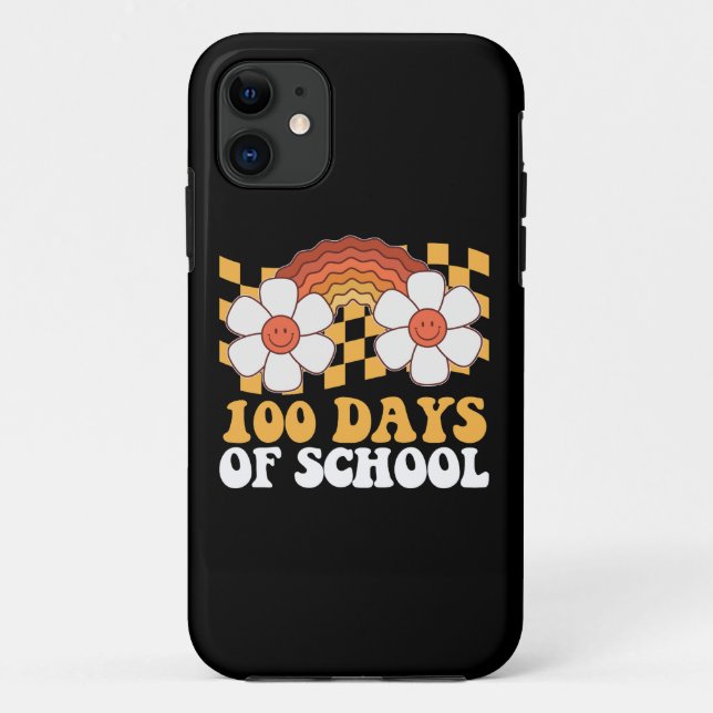 100 Days Of School Flower Rainbow Groovy Retro Case-Mate iPhone Case (Back)