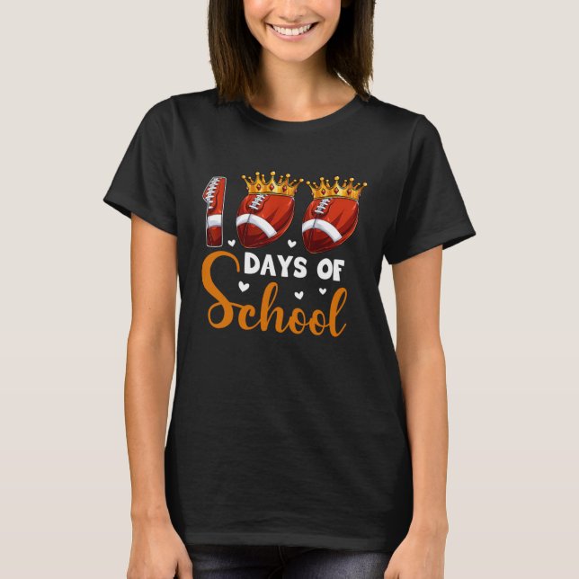 100 Days Of School Football 100th Day Boys Kids T-Shirt (Front)