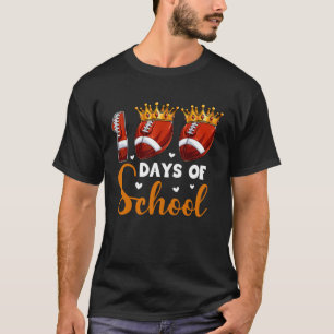 100 Days Of School Football 100th Day Boys Kids T-Shirt