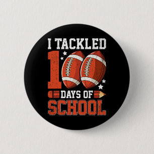 100 Days Of School Football 100th Day For Boys Kid 6 Cm Round Badge