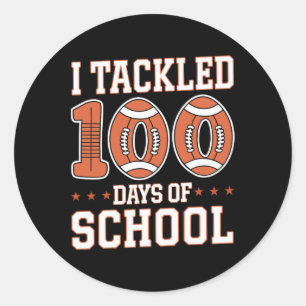100 Days Of School Football Boys Kids Toddler 100t Classic Round Sticker