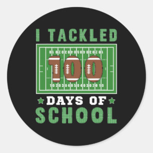 100 Days Of School Football Kids 100th Day Of Scho Classic Round Sticker