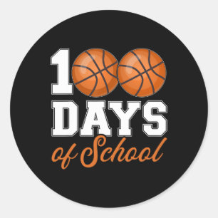 100 Days Of School For 100th Day Basketball Studen Classic Round Sticker
