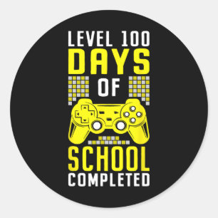 100 Days Of School For Boys Level Completed Gamer Classic Round Sticker