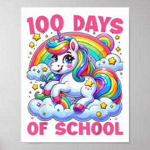 100 Days Of School For Girl Kids Teacher 100th Poster