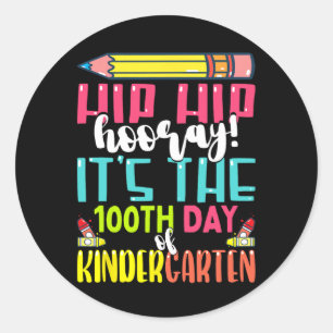 100 Days Of School For Kids Girls Boys Kindergarte Classic Round Sticker