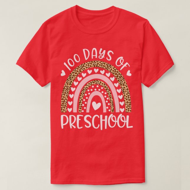 100 Days of School For Preschool Teacher Rainbow L T-Shirt (Design Front)