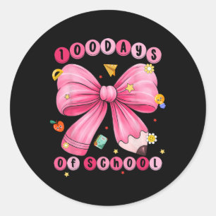 100 Days Of School For Teacher Kids Girls Boys 100 Classic Round Sticker