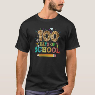 100 Days of School for Teachers Kids Students Leop T-Shirt