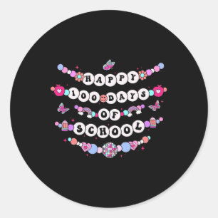 100 Days Of School Friendship Bracelet Teacher Classic Round Sticker
