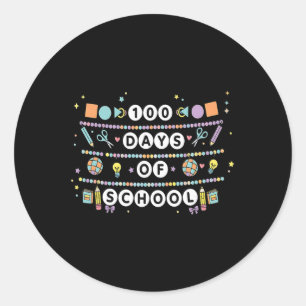 100 Days Of School Friendship Bracelets 100 Days _ Classic Round Sticker