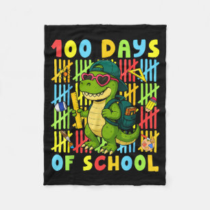 100 Days Of School Funny Dinosaur T-rex Boy Girl T Fleece Blanket