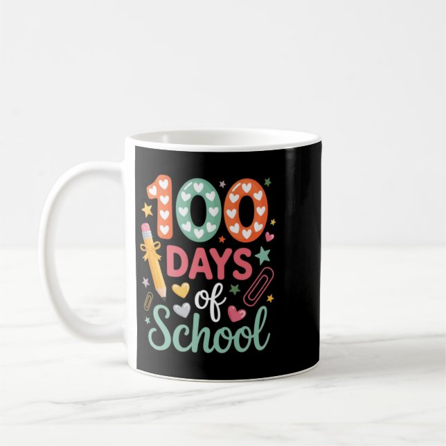 100 Days Of School Funny Retro Chequered Circle Coffee Mug (Left)