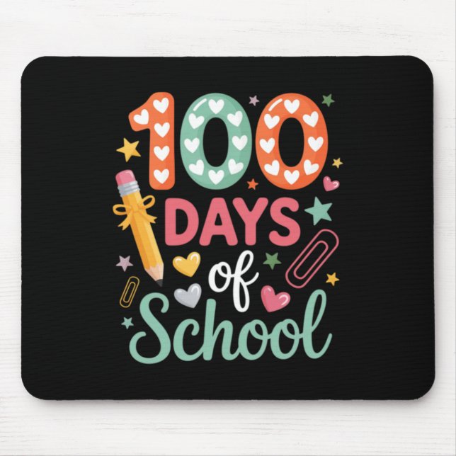 100 Days Of School Funny Retro Chequered Circle Mouse Pad (Front)