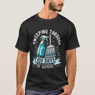 100 Days Of School Funny School Custodian Janitor  T-Shirt