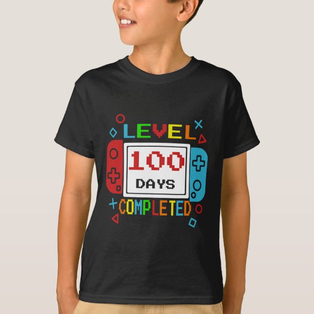 100 Days Of School Gamer Boy Kids 100th Day Of Sch T-Shirt (Front)
