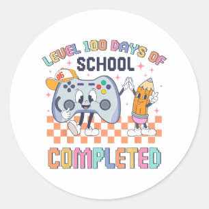 100 Days Of School Gamer Boys Kids 100th Day Of Sc Classic Round Sticker