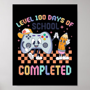 100 Days Of School Gamer Boys Kids 100th Day Of Sc Poster
