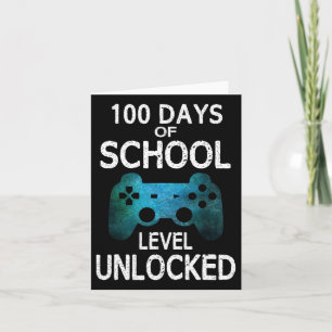 100 Days Of School Gamer Video Games Level Unlocke Card