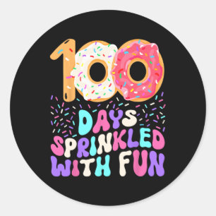 100 Days Of School Girl Cute Sprinkled Doughnut Ha Classic Round Sticker