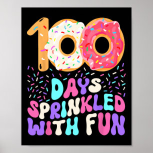100 Days Of School Girl Cute Sprinkled Doughnut Ha Poster