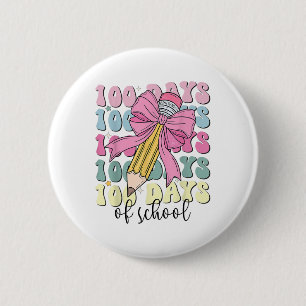 100 Days Of School Girls Coquette Bow 100th Day 6 Cm Round Badge
