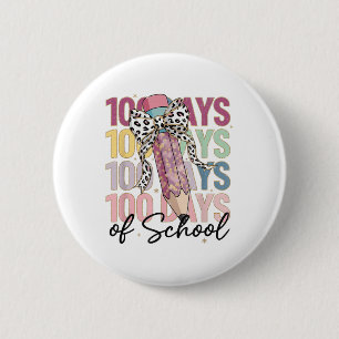 100 Days Of School Girls Coquette Bow 100th Day 6 Cm Round Badge