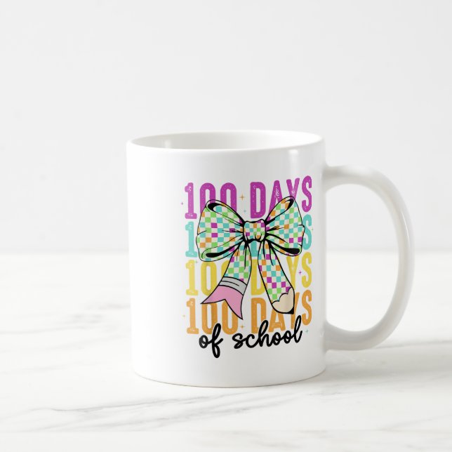 100 Days Of School Girls Coquette Bow 100th Day Coffee Mug (Right)