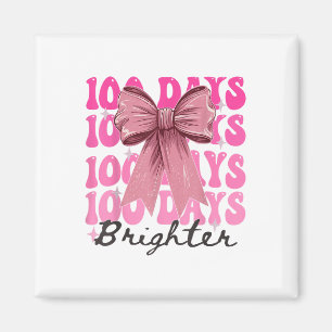 100 Days Of School Girls Coquette Bow 100th Day Magnet