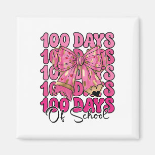 100 Days Of School Girls Coquette Bow 100th Day Magnet