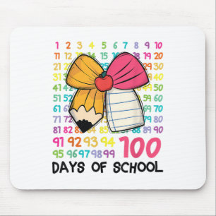 100 Days Of School Girls Coquette Bow 100th Day Mouse Pad