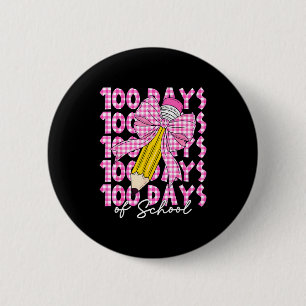 100 Days Of School Girls Coquette Bow 100th Day Of 6 Cm Round Badge