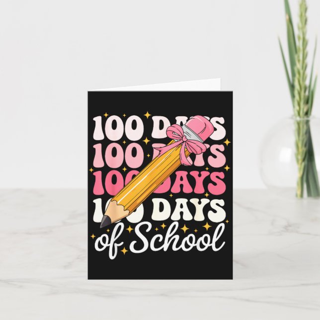 100 Days Of School Girls Coquette Bow 100th Day Of Card (Front)