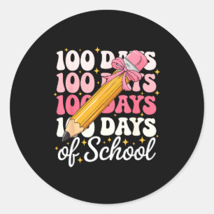 100 Days Of School Girls Coquette Bow 100th Day Of Classic Round Sticker