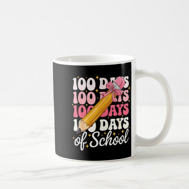 100 Days Of School Girls Coquette Bow 100th Day Of Coffee Mug (Right)