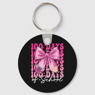 100 Days Of School Girls Coquette Bow 100th Day Of Key Ring