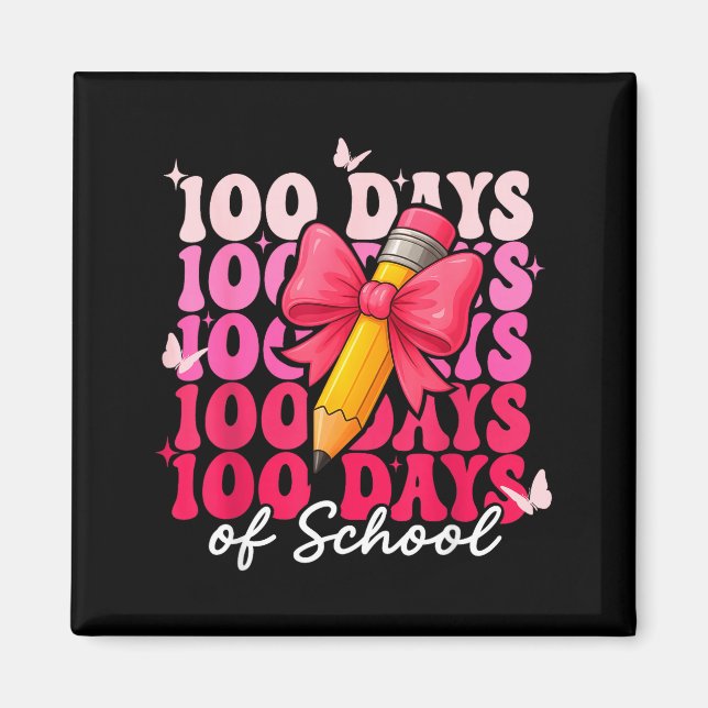 100 Days Of School Girls Coquette Bow 100th Day Of Magnet (Front)