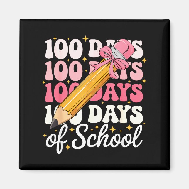 100 Days Of School Girls Coquette Bow 100th Day Of Magnet (Front)