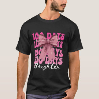 100 Days Of School Girls Coquette Bow 100th Day of T-Shirt