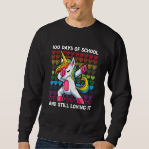 100 Days Of School Girls Dabbing Unicorn Teacher Sweatshirt